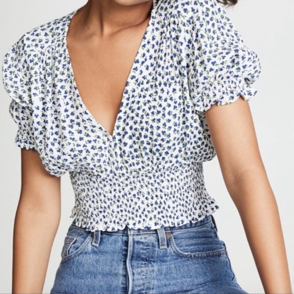 ** Faithfull The Brand First Light Floral Top Sz 2 Smocked